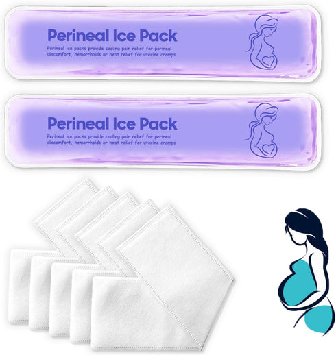 Perineal Ice Packs for Postpartum Reusable, Perineal Cold Packs, Postpartum Hemorrhoid Pain Childbirth Recovery Care, 2 Gel Pads+5 Washable Sleeve...