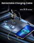 Retractable Car Charger for iPhone and Android Fast Charging, Car Charger with Retractable Cords(2.6Ft), USB-C Ports,Compatible with iphone15/ Pro...