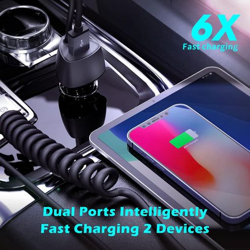 SUNDA USB C Fast Car Charger 51W Dual Ports, Built-in 5.9FT Type C Phone Charger Cable, USB-C Port Charger with PPS 33W/PD 30W/&QC 18W, Compatible...