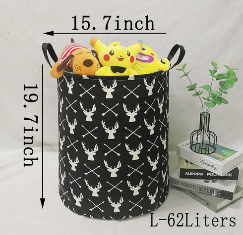 KUNRO Large Sized Storage Basket Waterproof Coating Organizer Bin Laundry Hamper for Nursery Clothes Toys (Deer)...