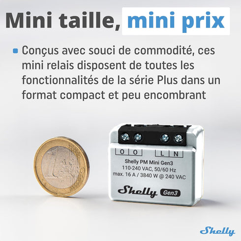 Shelly PM Mini Gen3 | WiFi & Bluetooth Smart Power Meter 1 Channel 16 A | Home Automation | Compatible with Alexa & Google Home | iOS Android App ...