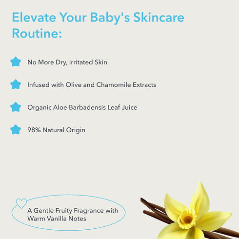 Moisturizing & Nourishing Baby Cream - 98% natural ingredients - Olive & Chamomile Extracts with Bisabolol, Vegan Baby Moisturizer - Hydrates, and...