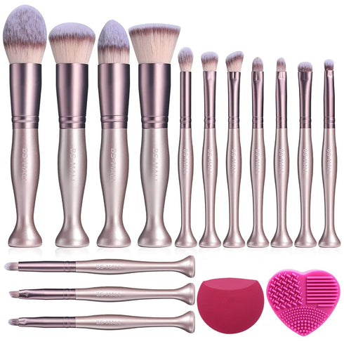 BS-MALL Makeup Brushes Stand Up Premium Synthetic Foundation Powder Concealers Eye Shadows (14rose)...