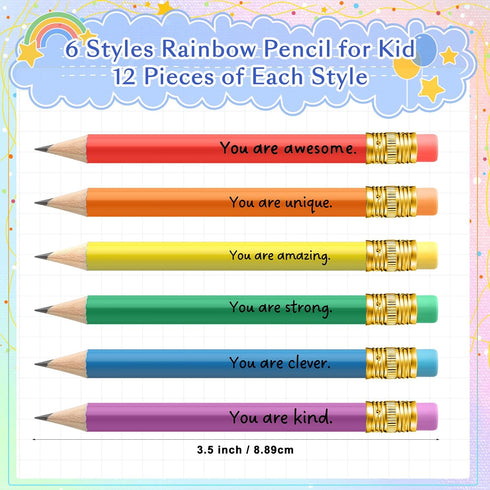 12 Pack Back to School Pencils Rainbow Inspirational Pencil for Kid Motivational Sharpened Pencil First Day of School Gifts Student Gift from Teac...