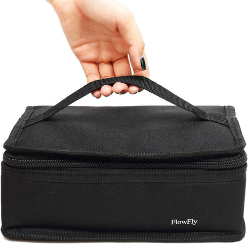 FlowFly Small Insulated Lunch box Portable Soft Bag Mini Cooler Thermal Meal Tote Kit with Handle for Work & School, Black...