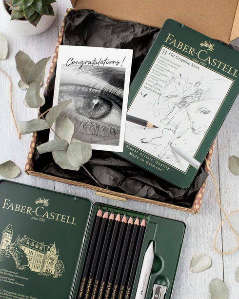 Faber-Castell Pitt Graphite Matte Pencil Set, Metal Tin of 8 Graphite Pencils and Sketching Accessories (HB, 2B, 4B, 6B, 8B, 10B, 12B, 14B), Penci...