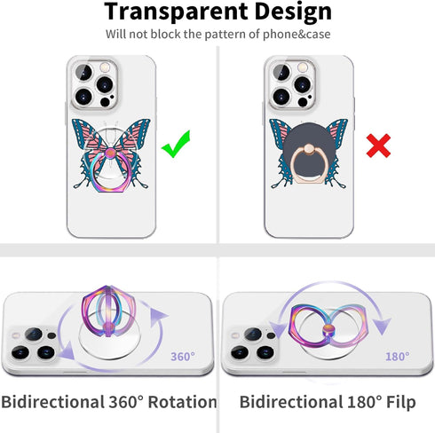 Transparent Clear Phone Ring Grips Holder Kickstand, Finger Ring Stand for Cell Phone Tablet Case Accessories Round (1PCS Colorful Ring)...