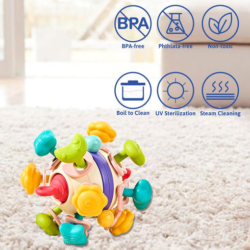 Baby Sensory Toys - Teething Montessori Toys for Babies, Infant Teethers Toys, Baby Rattle Chew Toys 0-3-6-12 to 18 Months, Gifts for Newborn Boys...