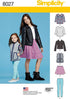 Simplicity 8027 Child's and Girl's Jacket, Tops, Skirts, and Leggings Sewing Patterns, Sizes 7-14...