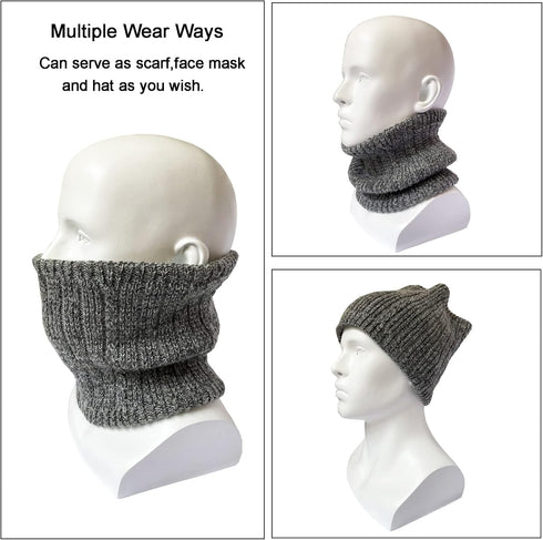 Winter Scarf Neck Warmer Gaiter - Men Women Cold Weather Knit Warm Fleece Ski Tube Circle Scarves Windproof Gift...