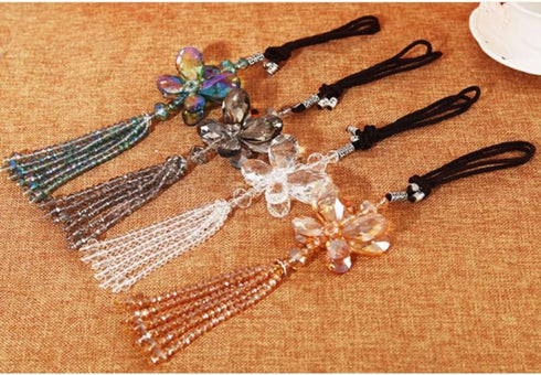 Crystal Butterfly Beads Tassel Car Pendant Car Hanging ornaments Car Mirror Hanging Accessories Rearview Mirror Accessories Car Décor (Champagne)...