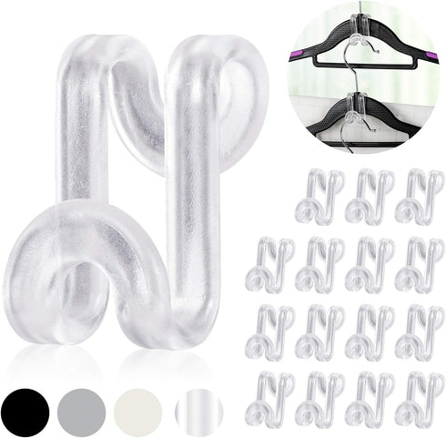 Mlici Hanger Hooks Space Saving, 60 Pack Clothes Hanger Connector Hooks, Transparent Stackable Clothes Hangers with Hooks for Closet Organizer (Cl...