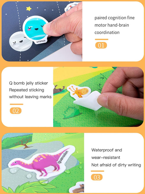 Portable Jelly Sticker Quiet Book for Kids, Reusable Sticker Book for Toddlers, Montessori Busy Book, Preschool Learning Activities Travel Toys (I...
