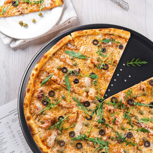 Webake Vented Pizza Pan 12 Inch with Holes Pizza Crisper Tray Non-stick Coating on Carbon Steel Round Pizza Plate for Oven, Perforated Baking Shee...