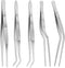 5pc Cooking Tweezers Precision Kitchen Plating Tweezer Stainless Steel Curved Tongs for Baking Decorating Beauty...