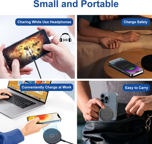 15W Magnetic Wireless Charger for iPhone 15/15 Plus/15 Pro/15 Pro Max/14/13/12, Airpods Pro 3/2, Magsafe Wireless Fast Charging Kickstand for Sams...