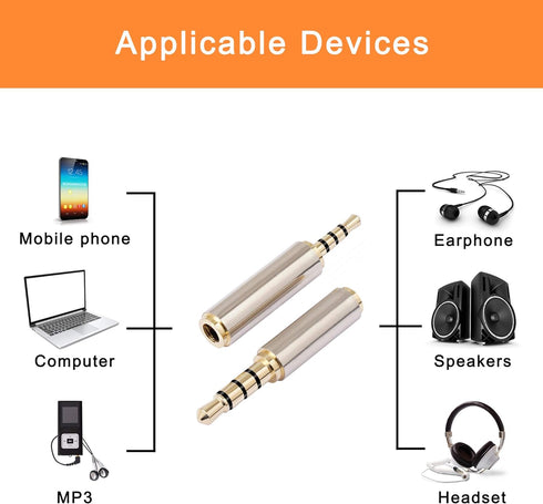 2.5mm to 3.5mm Adapter and 3.5mm to 2.5mm Adapter, Gold Plated Jack Stereo Full Metal Connector Converter for Smartphones, Headphone, Mic, Tablets...