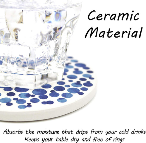 AD Set of 6 Coasters for Drinks Absorbing Round Ceramic Stone Coaster with Cork Base,Tabletop Protection Mat for Mugs and Cups,Office,Kitchen (Ind...