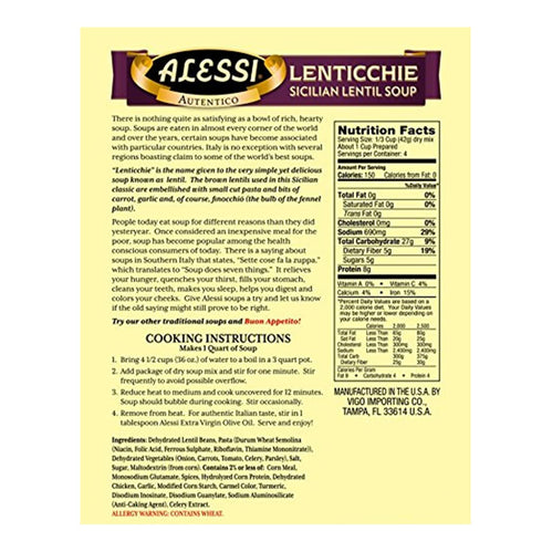 Alessi Autentico Premium Soups, Traditional Flavors, Sicilian Lentil (Sicilian Lentil, 6 Ounce (Pack of 1))...