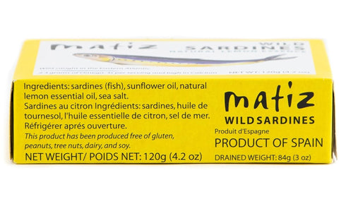 Matiz Sardines with Lemon Packed in Olive Oil (4.2oz/120g tin)...