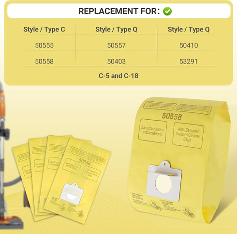 Vacuum Cleaner Bags Fit for Kenmore Canister Type C/Q 50555 50557 50558 and Type C-5, 10PCs...