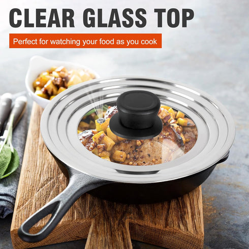Universal Lid for Pots and Pans Skillets, Stainless Steel Pan Cover Fits 6-7-8 Inch Cookware,Replacement Frying Pan Cover, Cast Iron Skillet Pot L...