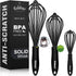 Whisk,Silicone Whisks for Cooking non Scratch Protect your ceramics from sticking to pots and pans.7+9+11in wisk.Perfect for Blending, Whisking, B...