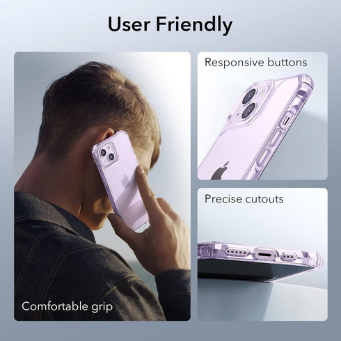 ESR Clear Purple Case for iPhone 13/14 - Military-Grade Protection, Shockproof Corners, Yellowing-Resistant Acrylic Back, Air Armor Phone Case......