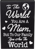Mom Gift Sign - Handmade Wooden Quote Plaque for Mothers Day, Birthday, Christmas - Wall or Tabletop Home Decor, You are the World...