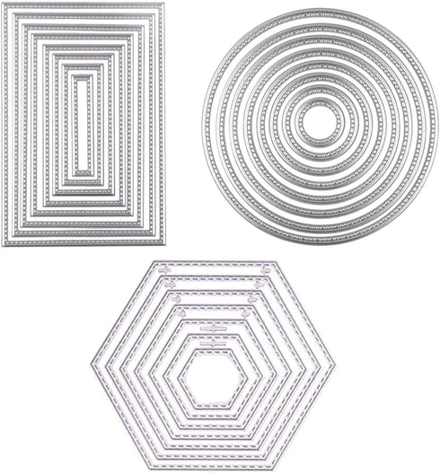 3 Sets Die Cuts Metal Cutting Dies Stencil,Sweetfamily 24 Pieces Nesting Dies for Card Making Scrapbooking Album Paper DIY Crafts?Rectangle,Circle...