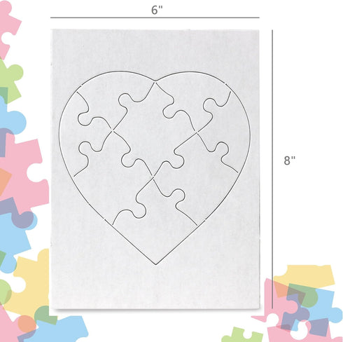 Hygloss Blank Puzzles with Heart Shape - 6" x 8" - Ideal for Valentines - Write, Draw, and Decorate Your Own Jigsaw Puzzle - 6 Puzzles (8 Puzzle P...