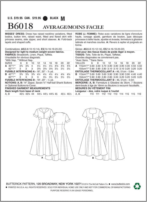 Butterick Patterns Sewing Pattern, E5 (14-16-18-20-22), Multicolor...