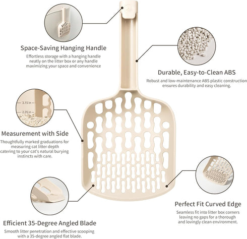 Lady N - Infinity Cat Litter Scoop: Easy Sifting with 8-Shaped Hole Design for Tofu Cat Litter and Clay Litter, Durable ABS Plastic Litter Scoop...
