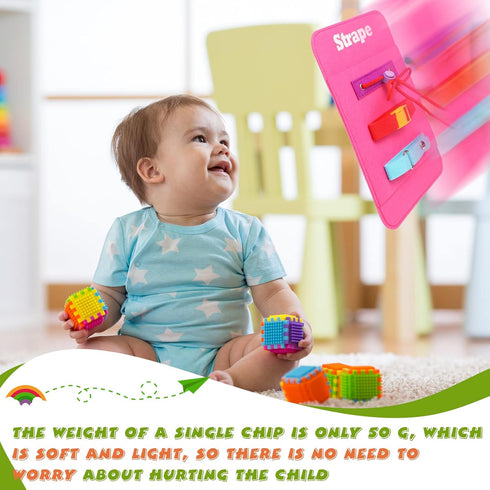 8 Pieces Early Learning Toys Toddlers Learn to Dress Practice Boards Basic Life Skills Busy Board Includes Zip, Snap, Button, Buckle, Lace and Tie...