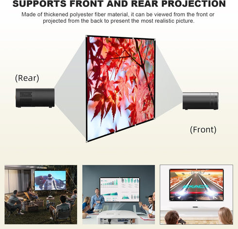 Foldable 60-inch Projector Screen, XINLEMY 4K 16:9 HD Portable Projection Movie Screen Double-Sided Cinema Screen for Home Theater Backyard Indoor...
