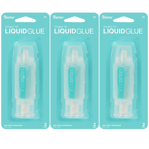 Darice Liquid Glue 3 Pack - 1 Oz Adhesive Glue for Scrapbooking Photo Mounting - Crafting Glue with Dual Tip Dispenser for Precise to Full Coverag...