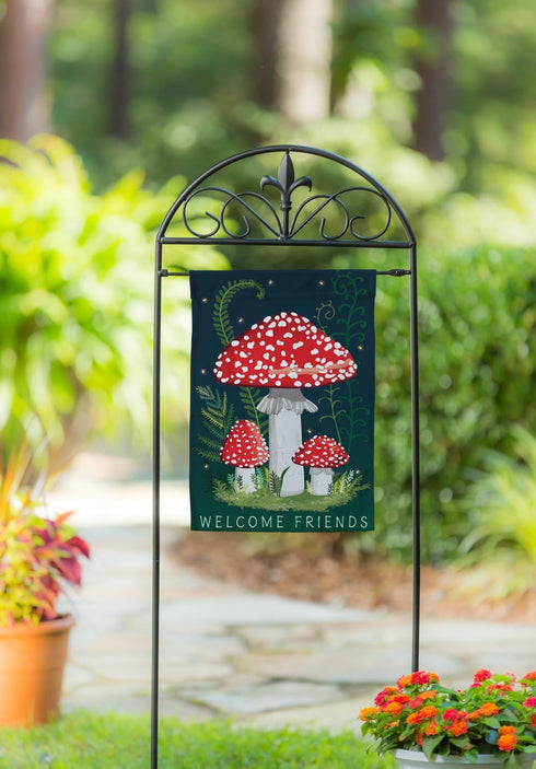 Evergreen Flag Welcome Friends Mushroom Spring Garden Flags 12x18 double sided | Small Garden Flags For Outside | Welcome Spring Flag Décor for Ya...