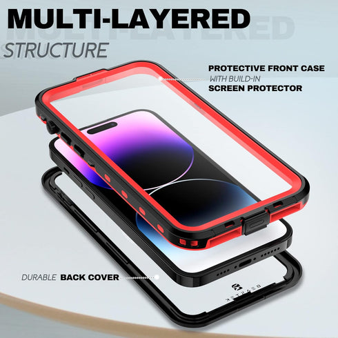 BEASTEK iPhone 14 Pro Waterproof Case, TRE Series MagSafe Shockproof Dustproof IP68 Case with Built-in Screen Protector and Mag Safe Anti-Scratch ...
