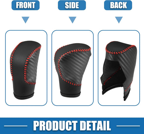 Gear Shift Lever Cover Automotive Interior Gear Shift Knob Trim for Honda Accord 10th Gen 2018-2022 Carbon Fiber Black Red Stitches...
