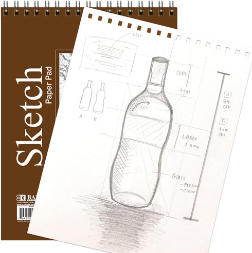 BAZIC Sketch Pad 50 Sheet 6" X 8", Top Bound Spiral Sketchbook Drawing Pads, Sketching Paper Coloring Book for Artist School, 2-Pack...