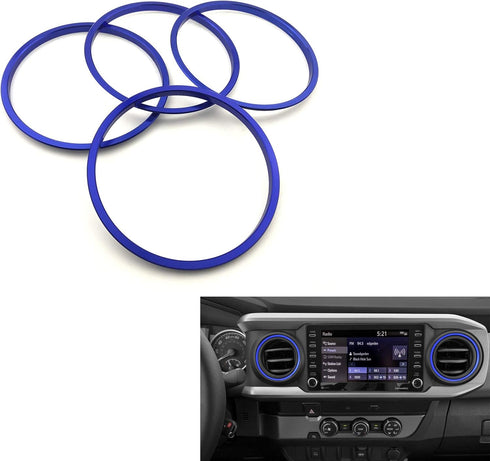 Lanyun Compatible with Toyota Tacoma A/C Vent Ring Outer Trim Decoration Covers fit 2016-2021 Tacoma a/c Outlet Vent Accessories Blue...
