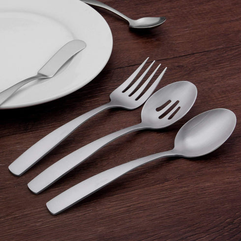 Serving Utensils Set, Matte Silver 5-Piece Hostess Set, Stainless Steel Silverware Flatware Cutlery Serving Set, Satin Finish, Dishwasher Safe...