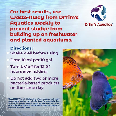 DrTim's Aquatics Freshwater Waste-Away – Natural Fish Tank & Aquarium Waste Management Solution for Dissolving Cleaning Organic Sludge - 4 oz. Tre...