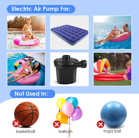 Electric Air Pump, High Power Air Pump Inflator & Deflator Valve with 3 Nozzles, 1.2PSI Pressure Fast Filling Air Pump for Air Mattress, Swimming ...