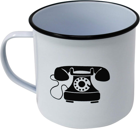 Modern Retro Enamel Mug Camping Mug in Vintage Enamelware Designs – Fun Metal Coffee Mug and Durable Camping Cup - Tin Mugs for Coffee (or Whiskey...