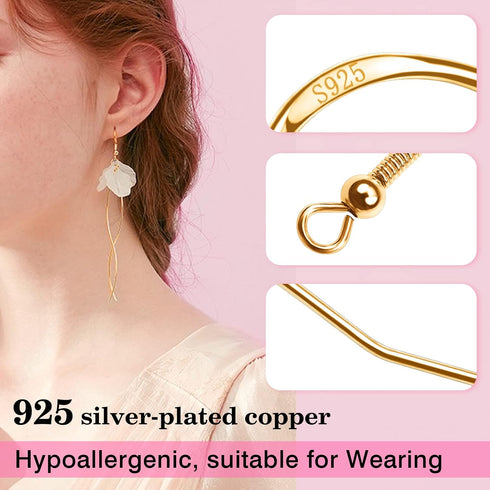 TOAOB 700pcs Earrings Making Kit with Hypoallergenic 925 Sterling Gold Earring Hooks Jump Rings Ear Backs Earring Display Cards and Bags Earring P...