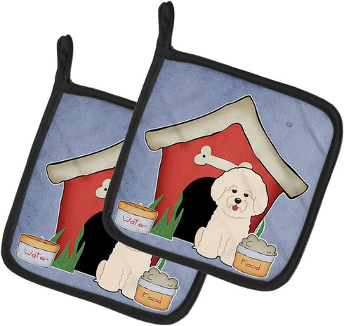 Caroline's Treasures BB2829PTHD Dog House Collection Bichon Frise Pair of Pot Holders Kitchen Heat Resistant Pot Holders Sets Oven Hot Pads for Co...