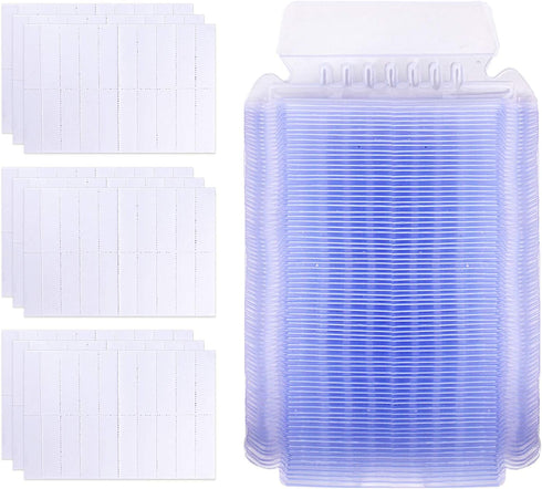 File Folder Tabs, 100+200 Sets Hanging File Folder Tabs with Inserts for Hanging Folders, 2 Inch Clear Plastic Hanging File Tabs for Quick Identif...