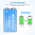 2 Packs Rechargeable 9V Lithium Batteries, 9 Volt Batteries for Smoke Detector, 800mAh 9V USB Charging for Microphones, Walkie-Talkie and Toys...