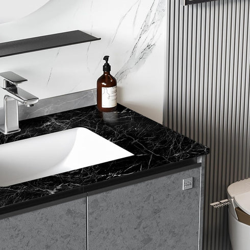 COSNIGHT Black Marble Contact Paper Peel and Stick for Countertops, Waterproof Marble Wallpaper Self Adhesive, Removable Vinyl Film for Kitchen Co...